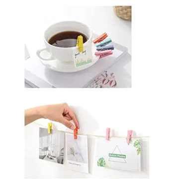 Mippein 100 pcs Mini Colored Clothespins for Crafts and More