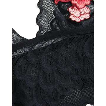 SweatyRocks Floral Embroidered Adjustable Bralette Tops