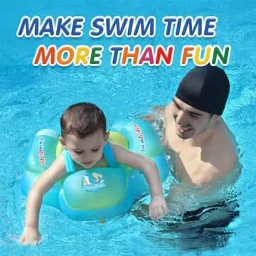 New Upgraded Swimbobo Baby Swimming Float Kids Inflatable Swim Ring with Safety Support Bottom Swimming Pool Accessories for 3-36 Months (Blue, L)