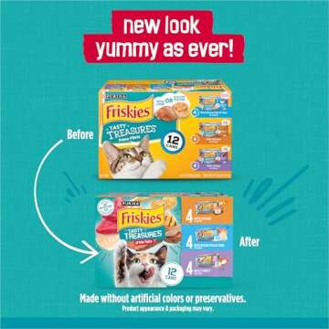 Purina Friskies Wet Cat Food Variety Pack, Tasty Treasures Prime Filets (With Ocean Fish and Tuna, With Chicken and With Turkey) - (Pack of 12) 5.5 oz. Cans