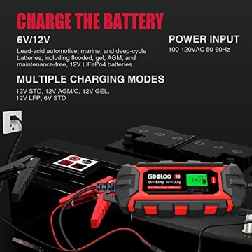 GOOLOO 6 Amp Smart Battery Charger for 6V & 12V Batteries