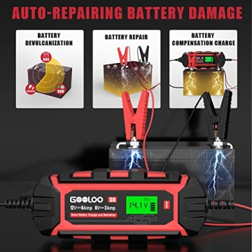 GOOLOO 6 Amp Smart Battery Charger for 6V & 12V Batteries