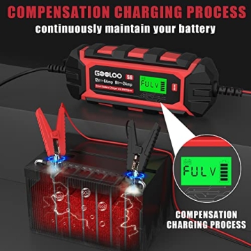 GOOLOO 6 Amp Smart Battery Charger for 6V & 12V Batteries
