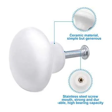 VORCOOL 5pcs Durable Ceramic Door Knobs for Home