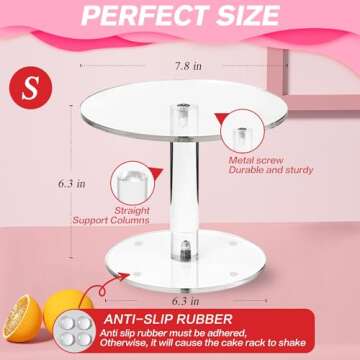 WILLSIN Acrylic Cake Stand, Round Cake Stands for Dessert Table, Clear Cupcake Stand for Birthday Pa...