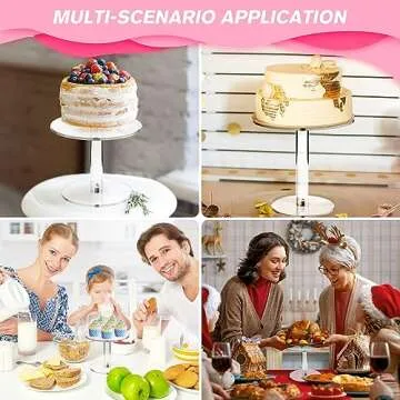 WILLSIN Acrylic Cake Stand, Round Cake Stands for Dessert Table, Clear Cupcake Stand for Birthday Party, Pastry Candy Pizza Display Riser for Wedding Event (Small)