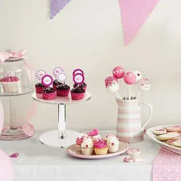 WILLSIN Acrylic Cake Stand, Round Cake Stands for Dessert Table, Clear Cupcake Stand for Birthday Party, Pastry Candy Pizza Display Riser for Wedding Event (Small)