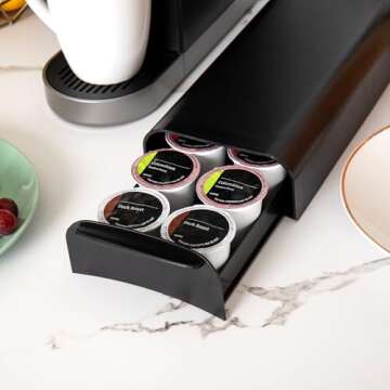 Mind Reader Anchor Collection, Single Serve Coffee Pod Drawer, 12-14 Coffee Pod Capacity, Countertop Organizer, Black