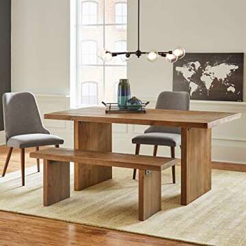 Amazon Brand – Rivet Boundary Modern Reclaimed Fir Wood Dining Kitchen Table, 66"L, Honey Brown