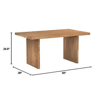 Rivet Boundary Reclaimed Fir Wood Dining Table, 66" Honey Brown
