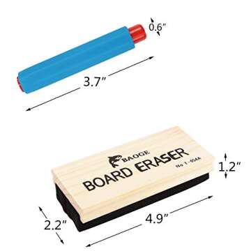 Nexxxi 10 Pcs Colorful Plastic Chalk Holder, Adjustable Chalk Clip with a Wood Chalkboard Eraser and Storage Case for School Supplies