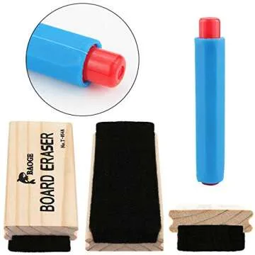 Nexxxi 10 Pcs Colorful Plastic Chalk Holder, Adjustable Chalk Clip with a Wood Chalkboard Eraser and Storage Case for School Supplies