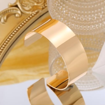BOMAIL 2PCS Gold Cuff Bracelets for Women - Chic Adjustable Bangles