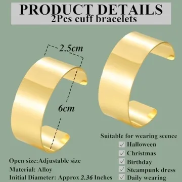 BOMAIL 2PCS Gold Cuff Bracelets for Women - Chic Adjustable Bangles