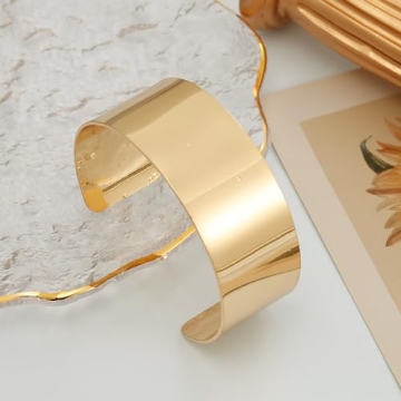 BOMAIL 2PCS Gold Cuff Bracelets for Women - Chic Adjustable Bangles