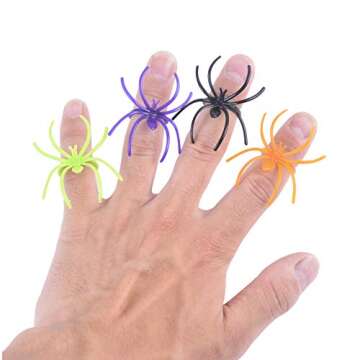 Tanlee 300 Pieces Spider Ring Halloween Plastic Spider Ring Bulk Halloween Spider Costume Accessorie...
