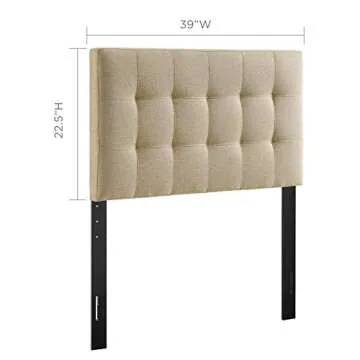 Modway Lily Tufted Upholstered Twin Headboard in Beige