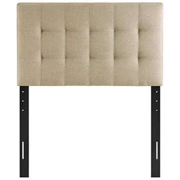 Modway Lily Tufted Upholstered Twin Headboard in Beige