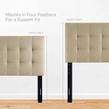 Modway Lily Tufted Upholstered Twin Headboard in Beige