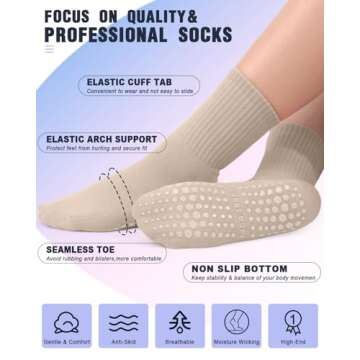 yeuG Non Slip Pilates Socks for Women - Grip Yoga Socks