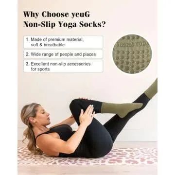 yeuG Non Slip Pilates Socks for Women - Grip Yoga Socks