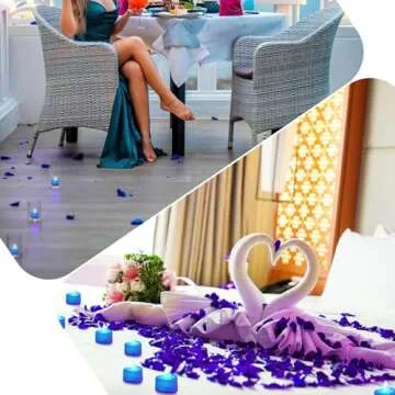 KOABY 2000/4000/8000pcs Artificial Rose Petals with LED Tea Lights Kit, for Special and Romantic Night Valentine Wedding Decor(2000pcs Artificial Rose Petals + 24pcs Blue Lights)