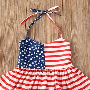 Toddler Baby Girl Halter Striped Star Dress Tops + Ripped Denim Shorts Pants Outfits Clothes 2Pcs Set (Trendy Independence Day Denim Shorts Outfit, 2-3T)