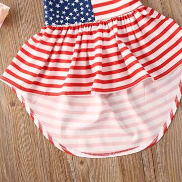 Toddler Baby Girl Halter Striped Star Dress Tops + Ripped Denim Shorts Pants Outfits Clothes 2Pcs Set (Trendy Independence Day Denim Shorts Outfit, 2-3T)