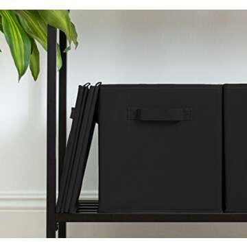 Pomatree 13x13x13 Inch Storage Cubes - 4 Pack - Large and Sturdy Storage Bins | Dual Handles, Foldable | Cube Organizer Bin | Fabric Baskets for Organizing Closet, Clothes and Toys (Black)