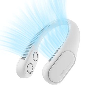 JISULIFE Four Turbo Neck Fan, Upgraded Portable Fan, Bladeless Personal Wearable Fan with USB Rechar...