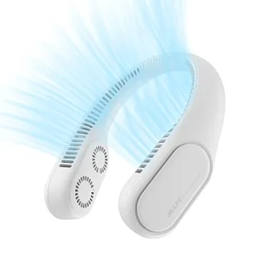 JISULIFE Four Turbo Neck Fan, Upgraded Portable Fan, Bladeless Personal Wearable Fan with USB Rechar...