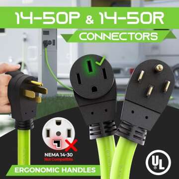 GEARit 50 Amp RV/EV Extension Cord (15 ft) 4-Prong 250-Volt, Compatible with Tesla Model 3/S/X/Y Mob...