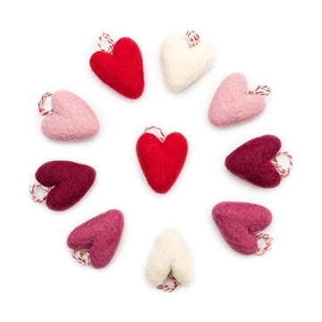 Glaciart One Felted Hearts – 1.5” Ready to Hang (10 Pcs) - Needle Felting & Essential Oils Ready...