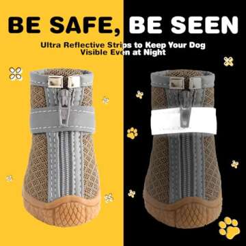 Hcpet Dog Shoes for Small Dogs, Breathable Dog Boots & Paw Protectors for Hot Pavement Winter Snow Hiking, Anti-Slip Dog Booties for Hardwood Floor Army Green Size 5