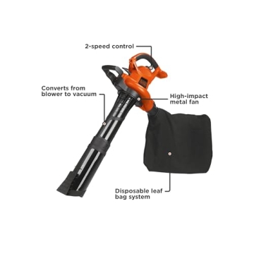 BLACK+DECKER Leaf Blower, Vacuum and Mulcher 3-in-1 Tool