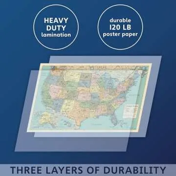 Vibrant Double-Sided World & USA Maps, Laminated 2 Pack