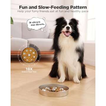 Oiwliur Slow Feeder Dog Bowls - Stainless Steel Non-Slip Metal Slow Feeding Bowl Suitable for Dry, W...
