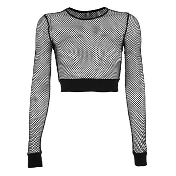 Velius Women's Sexy Mesh Fishnet Crop Top Hoodie