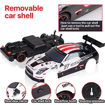 iBliver GT RC Drift Cars 1:14 Remote Control Car 35km/h Drift Vehicle 40min Playing time 4WD High Speed Sport Racing Car Gifts Toy for Adults Kids