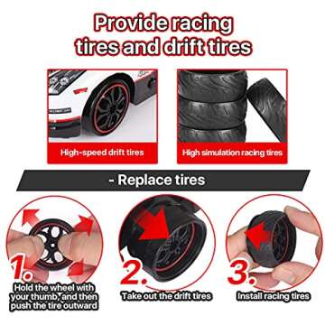 iBliver GT RC Drift Cars 1:14 Remote Control Car 35km/h Drift Vehicle 40min Playing time 4WD High Speed Sport Racing Car Gifts Toy for Adults Kids