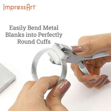 ImpressArt - Essential Bracelet Kit for Making Metal Stamping Blank Bracelets Includes Bracelet Bending Bar, Bracelet Bending Pliers, Enamel Sample, Bracelet Guides and 8 Bracelet Blanks
