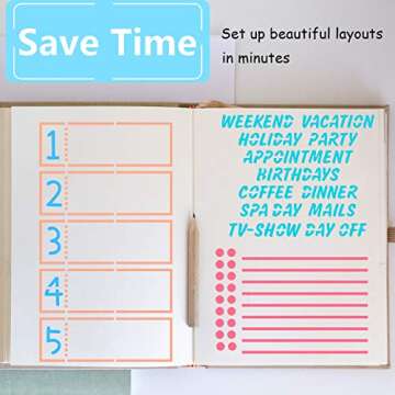 SAVITA 20Pcs 4x7 Inch/10.2x17.8 cm Ultimate Productivity Journal Stencils Set for Dotted Journals Journal Supplies for Notebook Journal Diary Scrapbook DIY Drawing Template
