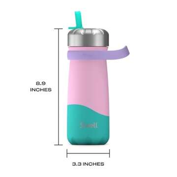 S'well Stainless Steel Traveler with Flip Straw Lid, 16oz, Pastel Paradise, Triple Layered Vacuum Insulated Containers Keeps Drinks Cold for 24 Hours, BPA Free, Easy Carrying On the Go