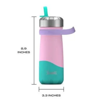 S'well Stainless Steel Traveler with Flip Straw Lid, 16oz, Pastel Paradise, Triple Layered Vacuum Insulated Containers Keeps Drinks Cold for 24 Hours, BPA Free, Easy Carrying On the Go