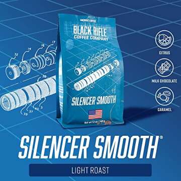 Black Rifle Coffee Company Silencer Smooth, Light Roast Ground Coffee, 12 OZ Bag