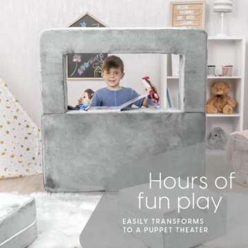 Milliard Kids Couch - Modular Kids Sofa for Toddler and Baby Playroom/Bedroom Furniture (Grey) with Bonus Pillow