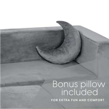 Milliard Kids Couch - Modular Kids Sofa for Toddler and Baby Playroom/Bedroom Furniture (Grey) with Bonus Pillow