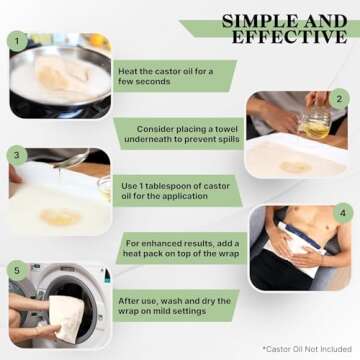 LONDON LINENS 2Pcs 100% Natural Cotton Flannel Castor Oil Pack - Unbleached, Double Brushed Cotton Fabric Castor Oil Wrap for Abdomen, Joints & Other Areas with Front Pocket for Hot & Cold Packs