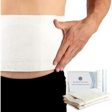 LONDON LINENS 2Pcs 100% Natural Cotton Flannel Castor Oil Pack - Unbleached, Double Brushed Cotton Fabric Castor Oil Wrap for Abdomen, Joints & Other Areas with Front Pocket for Hot & Cold Packs