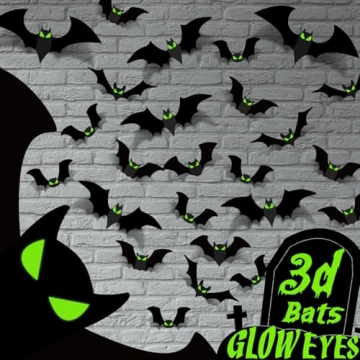 Spooky 3D Plastic Bats Halloween Decorations – 56 Pcs for Home & Party